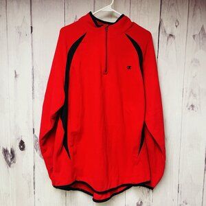 Champion Pullover Jacket Mens Size XL Red Black Long Sleeve Fleece